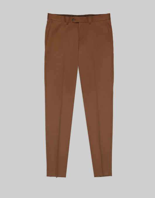 spodnie męskie Spodnie lido do zestawu brąz slim fit