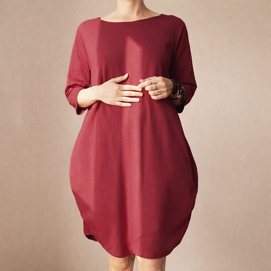 sukienki midi damskie Sukienka beczka Bordowa