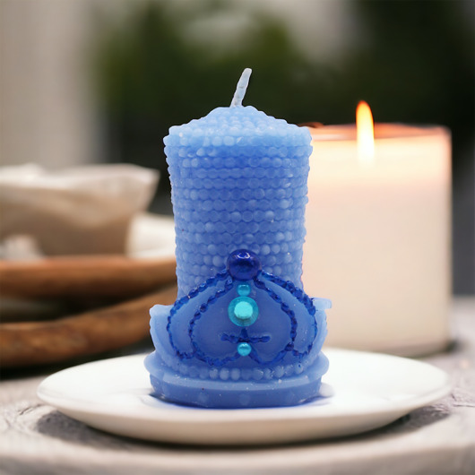 świeczniki i świece Błękitna / niebieska świeca intencyjna KOMUNIKACJA z wosku pszczelego
