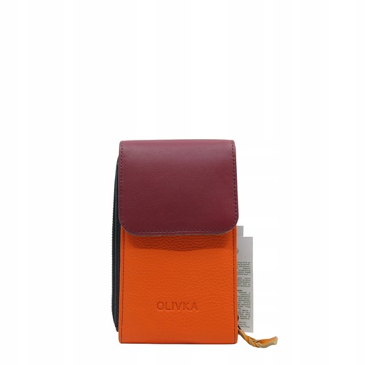torby na ramię Torebka damska na telefon listonoszka skórzana regulowany pasek OLIVKA