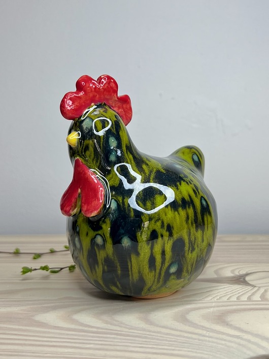 ozdoby wielkanocne Kurka ceramiczna - zielona #2