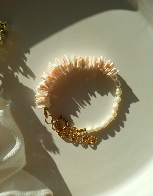 bransoletki - inne Bransoletka perła naturalna, muszla