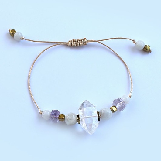 bransoletki z kamieni naturalnych Równowaga przeciwieństw - diament herkimer, kamień księżycowy, ametryn