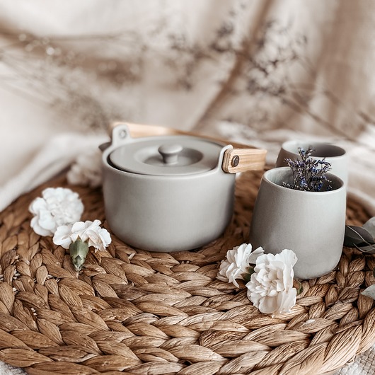 czajniki i dzbanki Ceramiczny zestaw dzbanek z dwoma kubkami miętowy