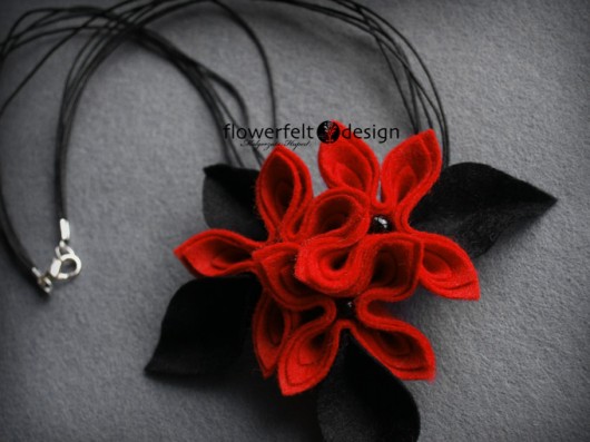 Red with Black FlowerFelt Design