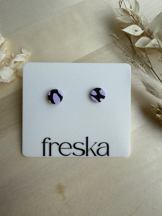 kolczyki z masy plastycznej Kolczyki Spots - fioletowe kółka