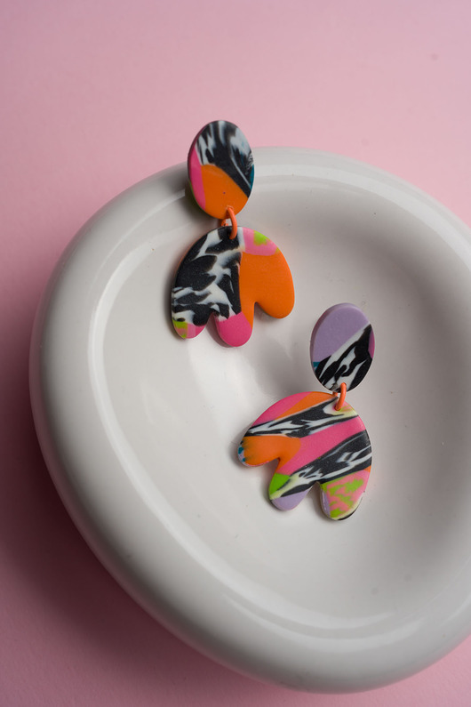 kolczyki z masy plastycznej Wiszące sztyfty tulipany