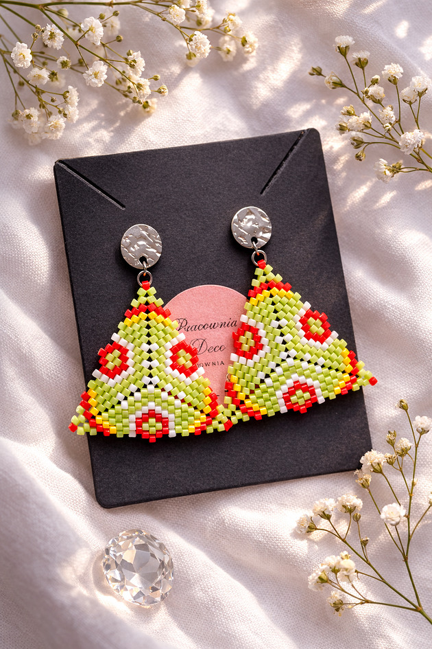 kolczyki szklane Kolczyki z koralików geometryczne