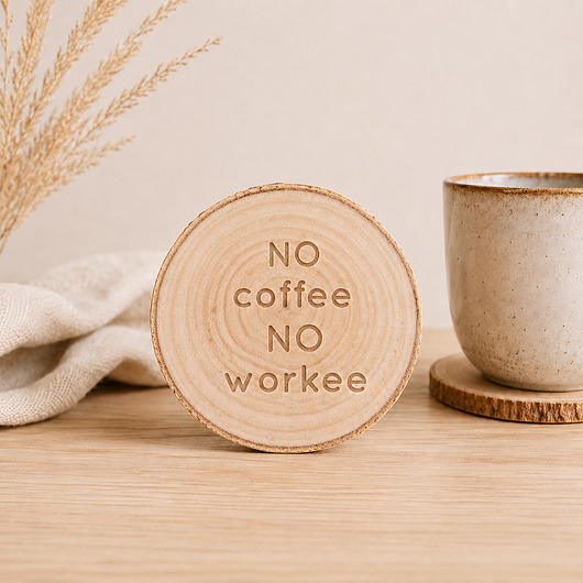 podkładki do kuchni Drewniana podkładka no coffee no workee