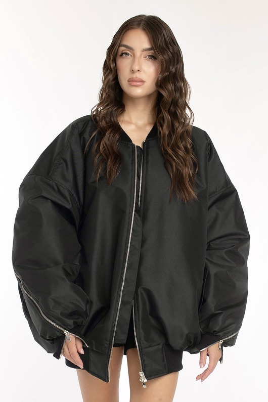 kurtki damskie Kurtka typu bomber czarna zipper
