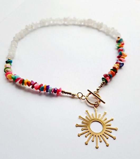 chokery Naszyjnik choker - Masa perłowa-kwarc