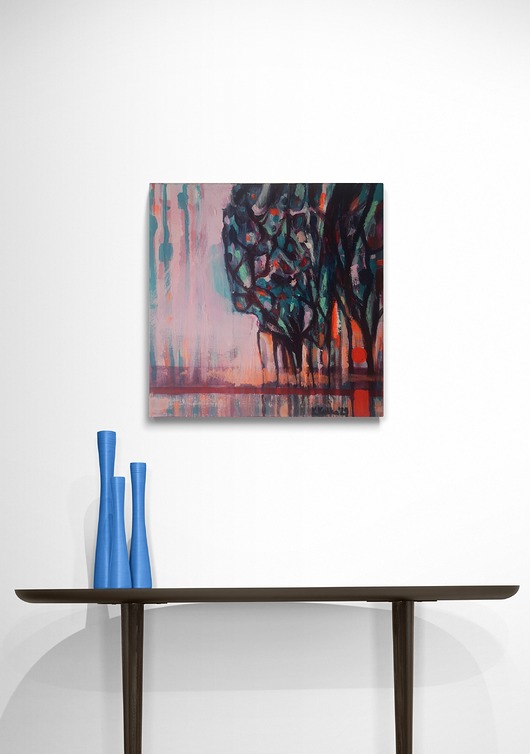 obrazy Obraz ręcznie malowany na płótnie 29x29 cm - abstrakcyjny pejzaż