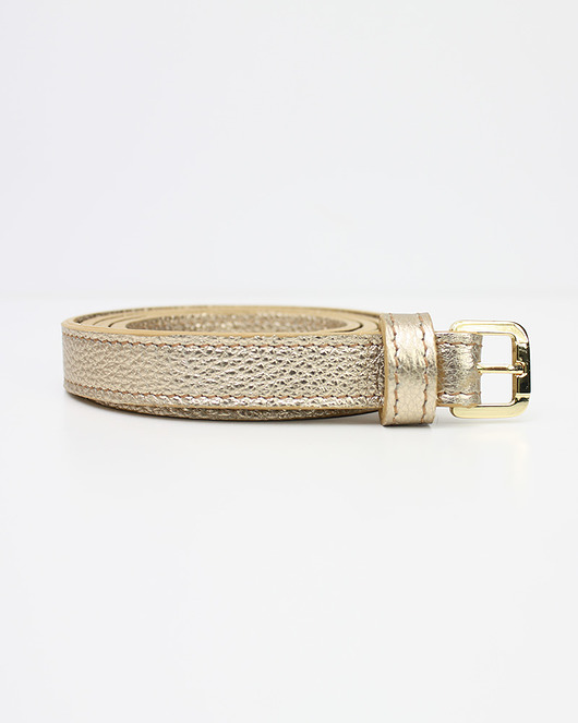 paski damskie Pasek skórzany damski złoty 15 mm M