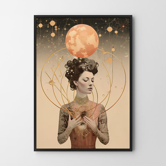 plakaty Plakat astrologia kolaż kobieta planety
