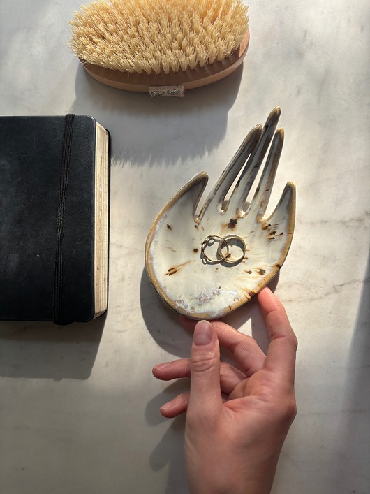 pojemniki na biżuterię Ceramiczna Łapka Handmade Talerzyk na Biżuterię Stracciatella