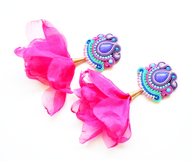 kolczyki soutache Sutaszowe kolczyki GORDES PINK