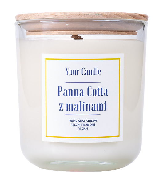 świece zapachowe ŚWIECA SOJOWA PANNA COTTA Z MALINAMI 210ml- Your Candle