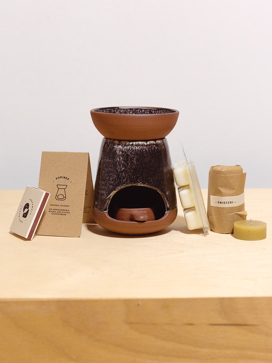 świeczniki i świece Zestaw kominek błędny ognik + wosk zapachowy + świeczki