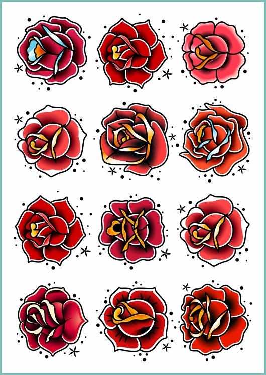 tatuaże zmywalne, tymczasowe Tatuaż tymczasowy "Oldschool roses"