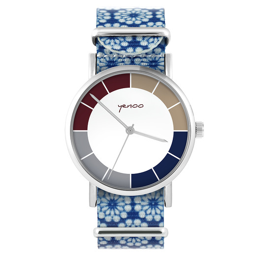 zegarki damskie Zegarek - Tricolor - niebieski, kwiaty