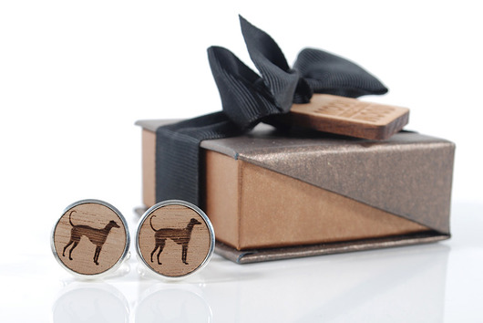GREYHOUND- drewniane spinki mankietowe w pudełku MOODFORWOOD Studio