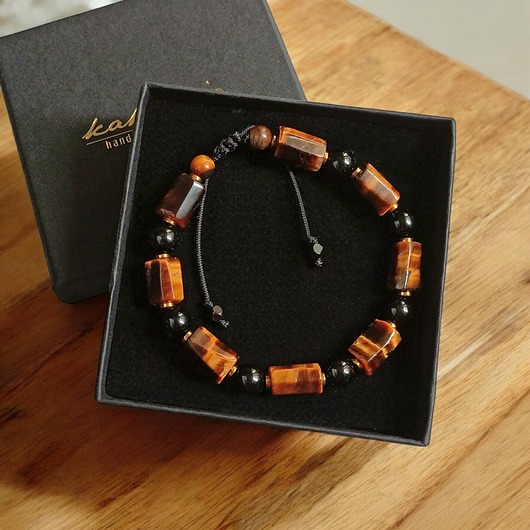 biżuteria męska PREMIUM : SUKCES, OCHRONA : tygrysie oko i turmalin