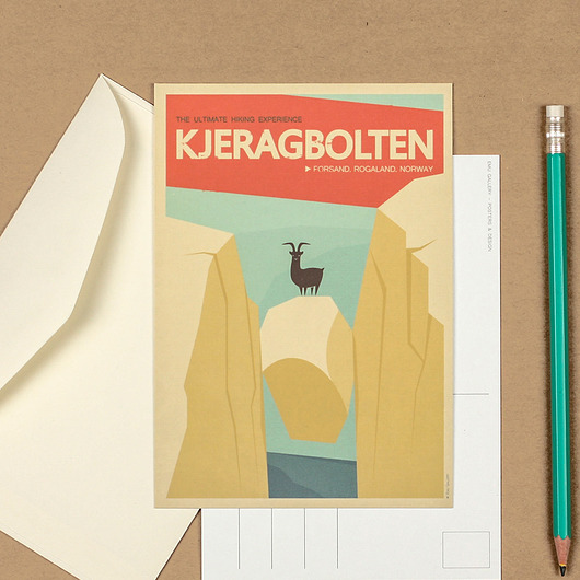 grafiki i ilustracje Pocztówka, Kjeragbolten, Skandynawia, Norwegia