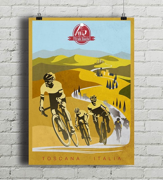 Strade Bianche - plakat rowerowy minimalmill