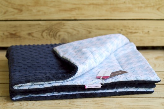 Mięciutki kocyk - błękine romby Minky and Cotton