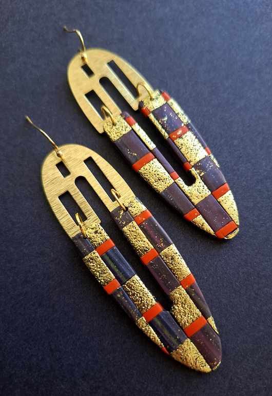 kolczyki z masy plastycznej Kolczyki artDeco no1