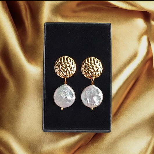 kolczyki z kamieniami Okrągłe perły : kolczyki : wyjątkowy prezent PREMIUM