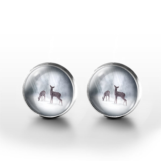 kolczyki szklane Kolczyki sztyfty - Sarenki - grafika