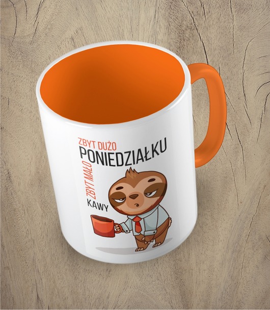 kubki Kolorowy kubek z hasłem ZBYT DUŻO PONIEDZIAŁKÓW mix kolorów