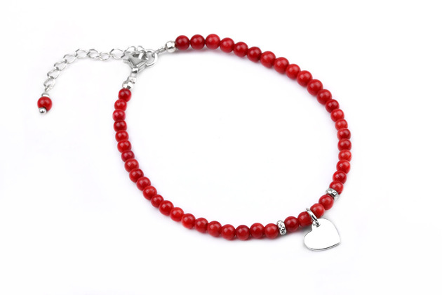Bransoletka Koral Serce srebro Brazi Druse Jewelry