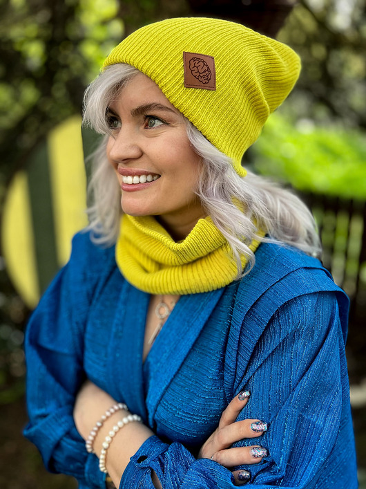 szale damskie Zimowy BUFF Limonka