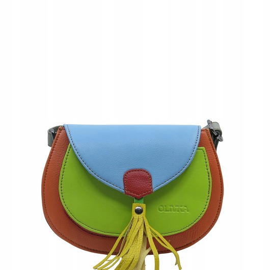 torby na ramię Torebka skórzana damska listonoszka oryginalna kolorowa zero waste OLIVKA