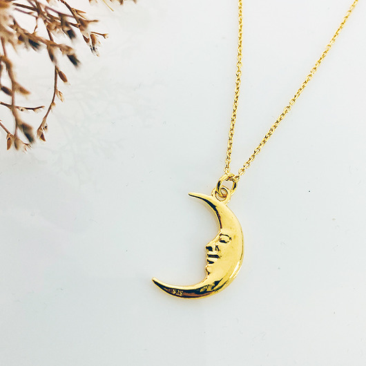 złote naszyjniki Naszyjnik złoty KSIĘŻYC, twarz księżyca