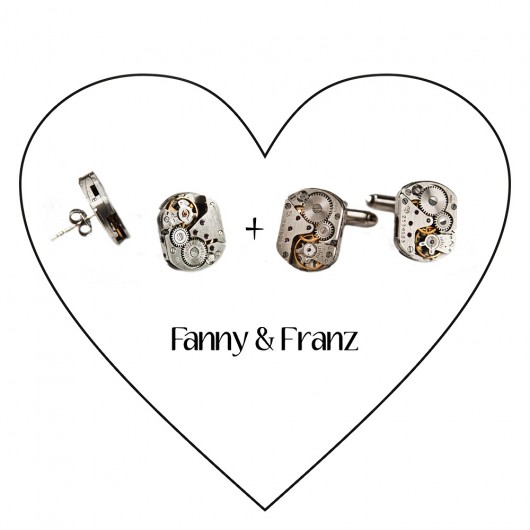 Walentynkowy zestaw: Kolczyki + Mankietówki  Fanny and Franz