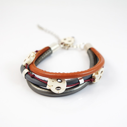 biżuteria męska Bransoletka - Czaszki - rzemienie