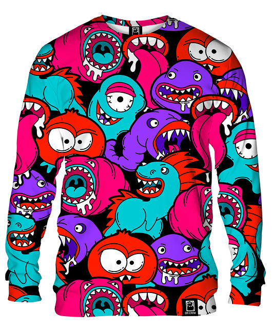 bluzy męskie Bluza Bez Kaptura Męska DR.CROW Colorful Monsters