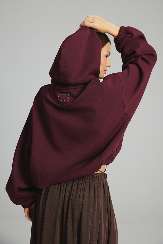 bluza z kapturem damska Bluza burgundowa BIGGIE zip