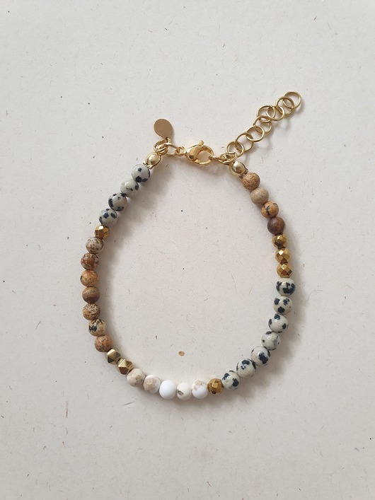 bransoletki z kamieni naturalnych Bransoletka NEO jaspis obrazkowy, howlit, hematyt, jaspis dalmatyński