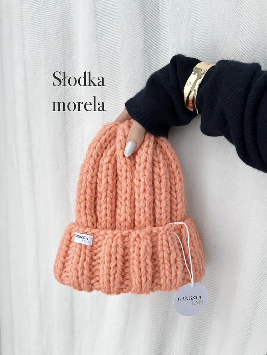 czapki damskie Czapka Nordic 100% wełna *słodka morela*