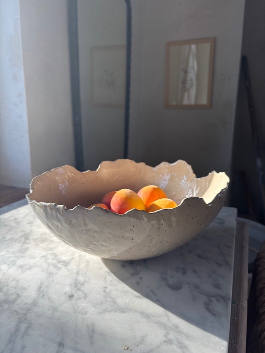 talerze, miski Ceramiczna Rustykalna Misa Skorupka Handmade XXL na Sałaty Beżowa