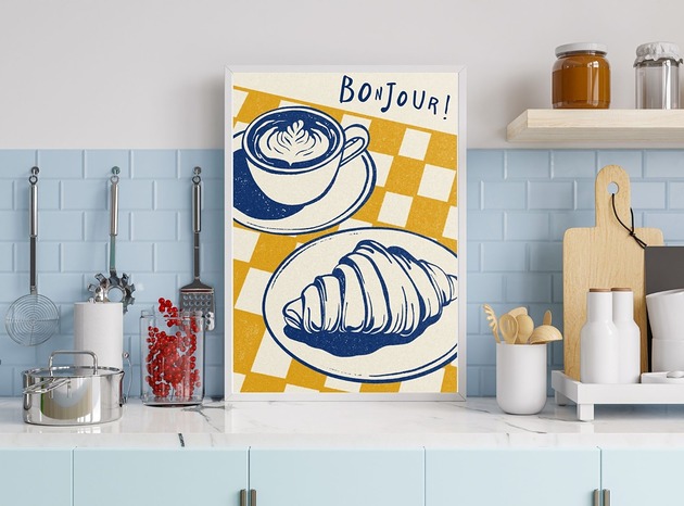 grafiki i ilustracje PLAKAT kawa, bonjour, prezent dla kawosza