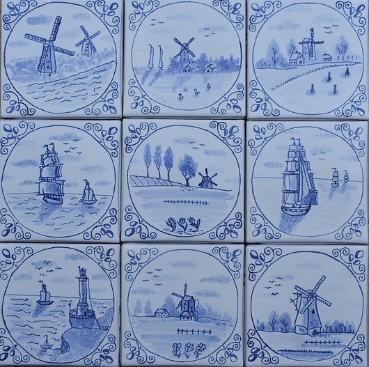 kafle i panele Zestaw kafle holenderskie ręcznie malowane kafle płytki delft