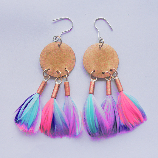 kolczyki z piórami PIÓRKO kolczyki