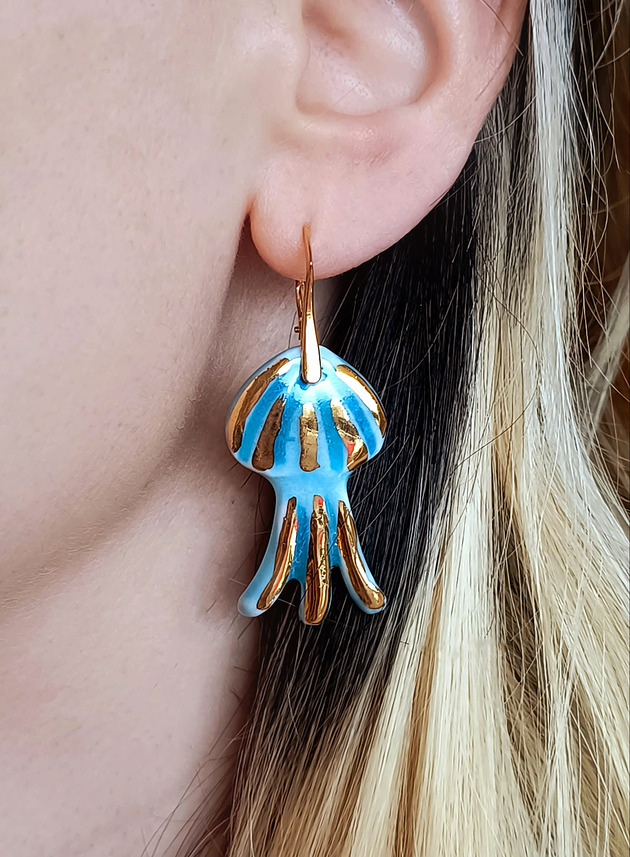 kolczyki pozłacane Kolczyki pozłacane Błękitna Meduza Kolekcja Parian