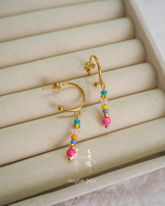 kolczyki złote Kolczyki wiszące z koralikami