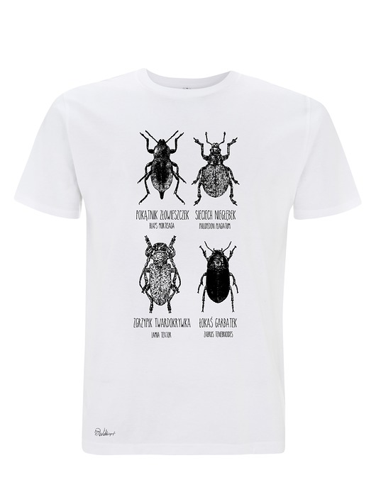 Chrząszcze - biała koszulka męska EarthPositive Wild Dot